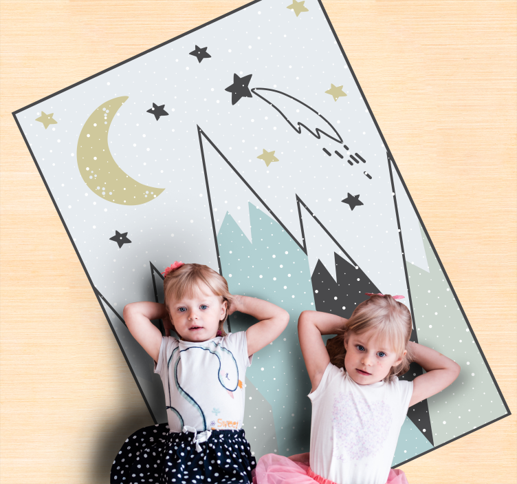 Mountainous Night Sky playroom vinyl rug - TenStickers