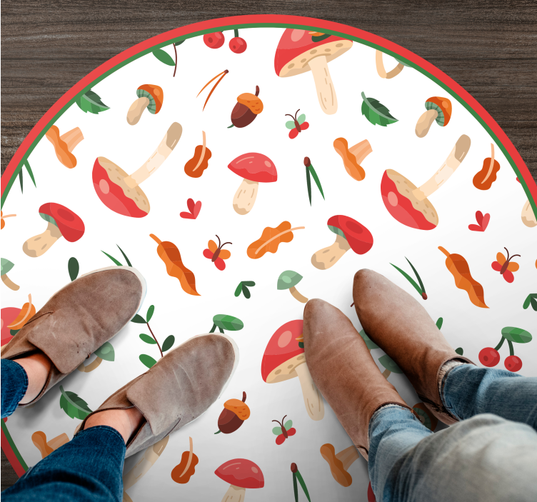 Mushroom floral motif flower vinyl rug - TenStickers