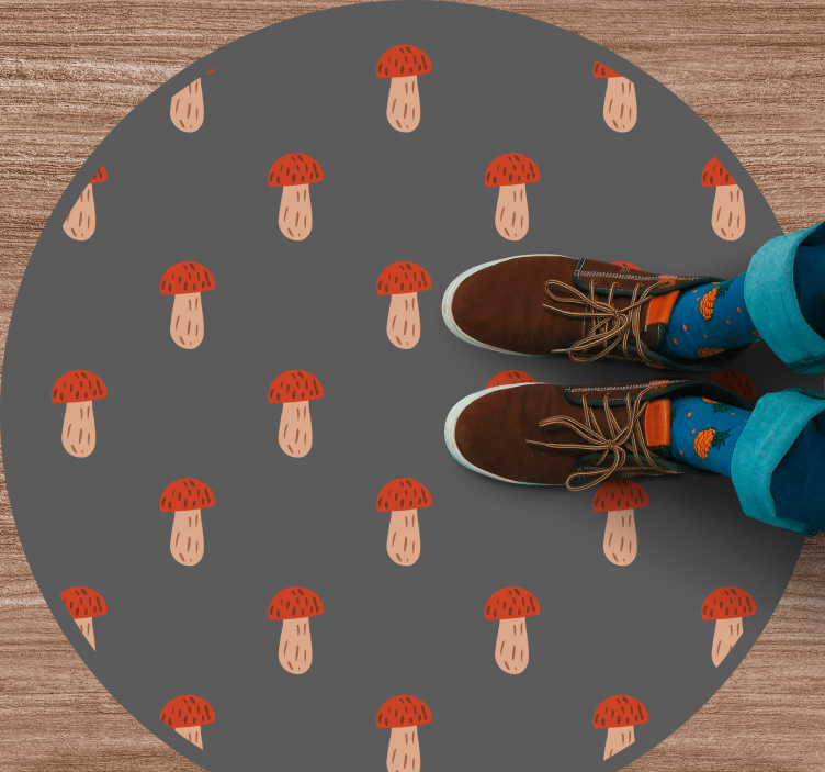 Mushroom Patterned Round kitchen vinyl rug - TenStickers