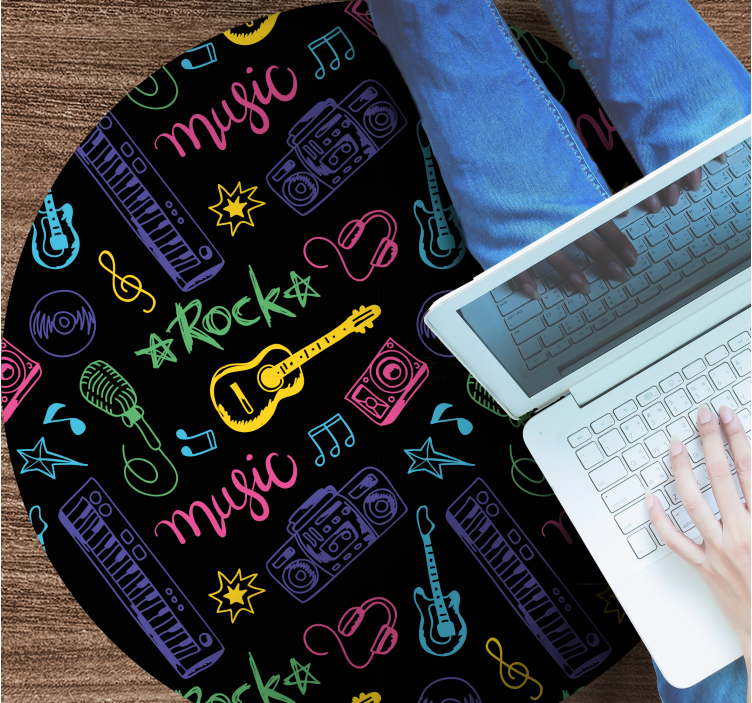 Musical Icons Pattern teenager vinyl rug - TenStickers