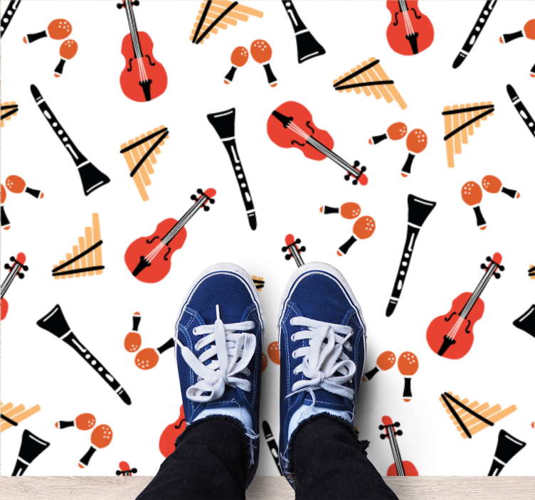 Musical Instrument Pattern vinyl rug - TenStickers