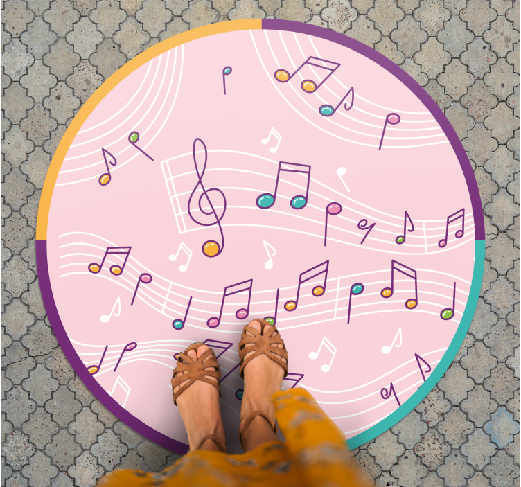 Musical Notes Motif teenager vinyl rug - TenStickers