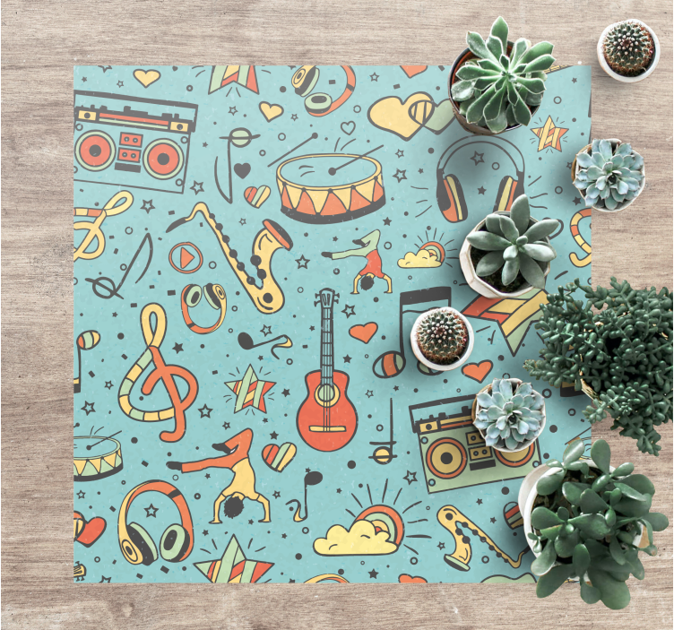 Musical Symbols Playful vinyl rug - TenStickers