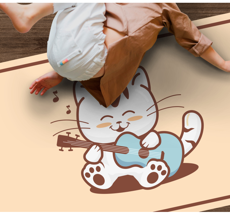 Musician cat cartoon animal rug - TenStickers