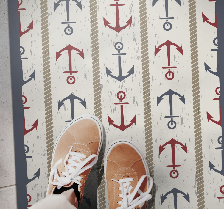 Nautical Anchor Pattern minimalist vinyl rug - TenStickers