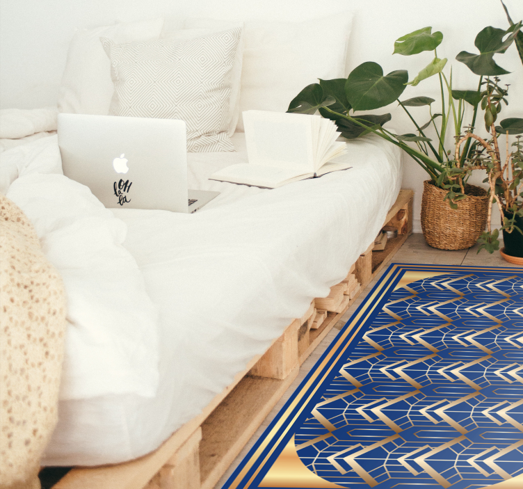 Navy Geometric Shapes modern vinyl rug - TenStickers
