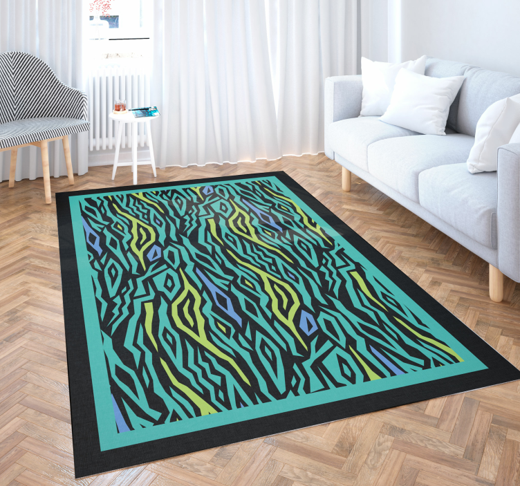 Neon blue zebra print animal print rug - TenStickers