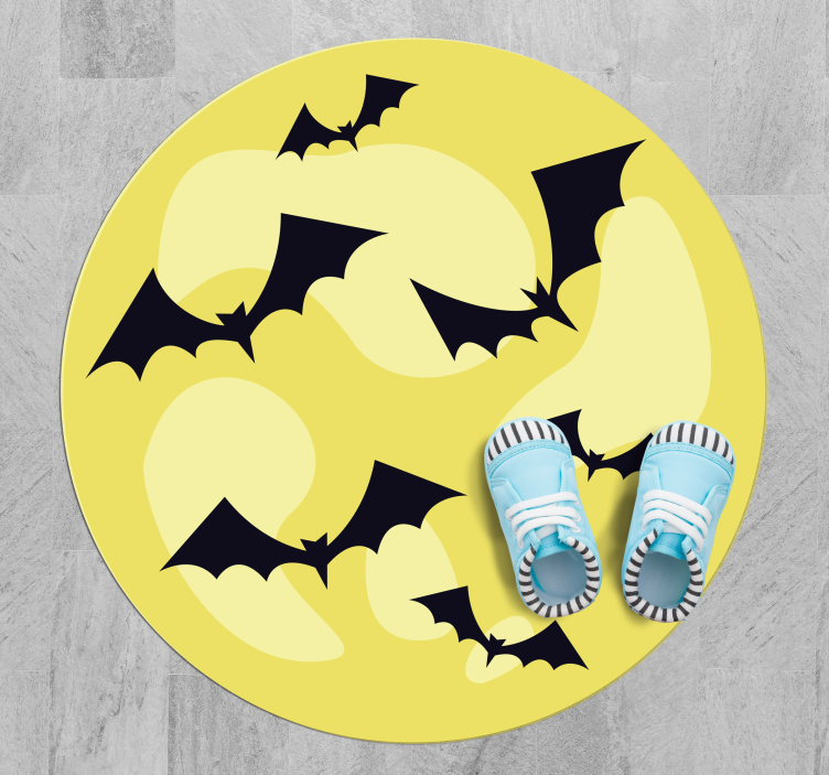 Nocturnal Bats Circle halloween vinyl rug - TenStickers
