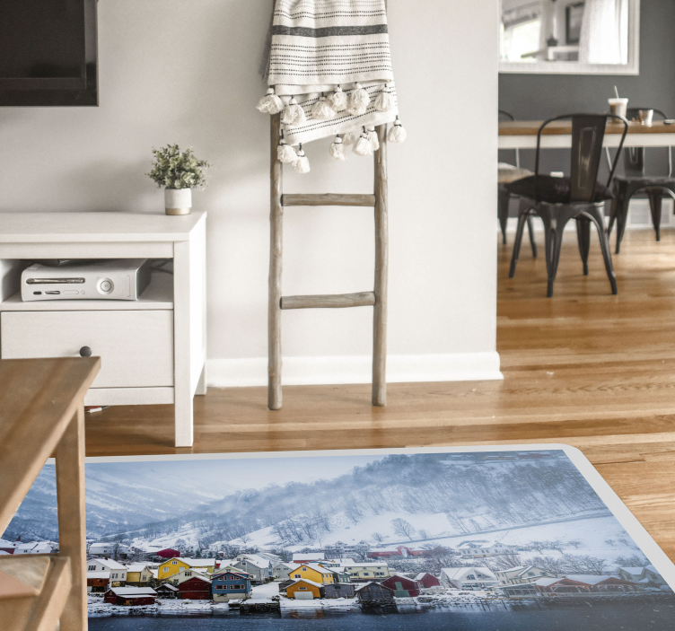 Norway fjord winter nature vinyl rug - TenStickers