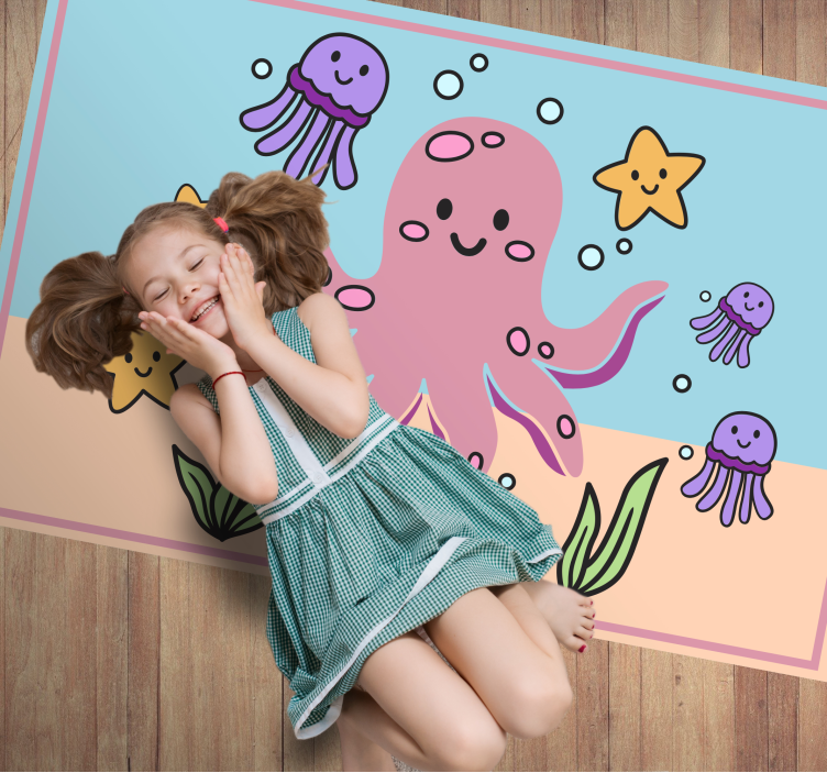 Ocean Friends Illustration playroom vinyl rug - TenStickers