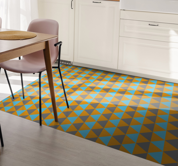Orange, blue and grey triangles geometric rugs - TenStickers