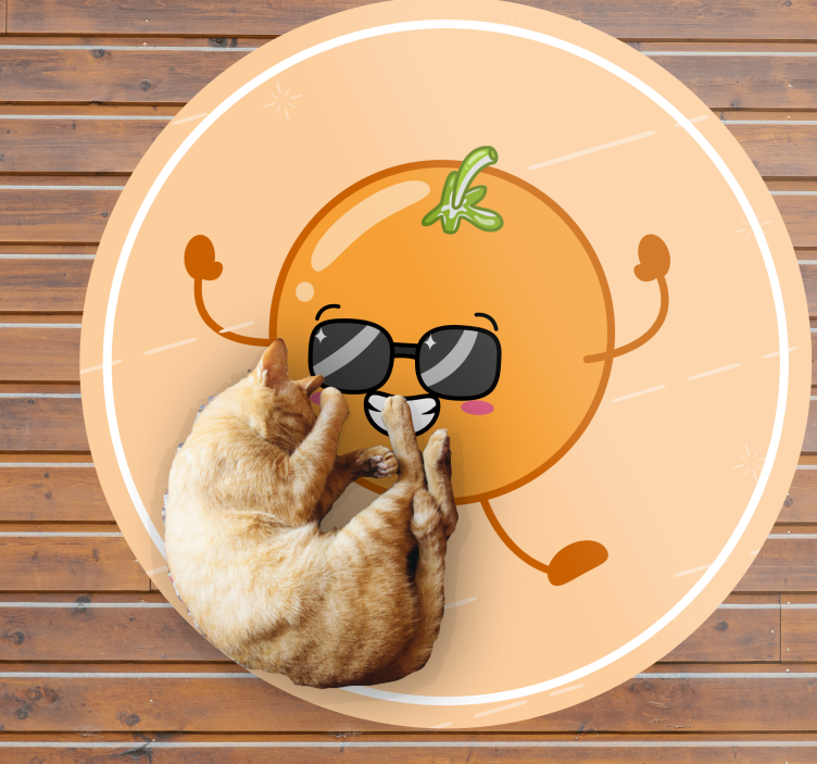 Orange sunglasses cartoon modern rug - TenStickers