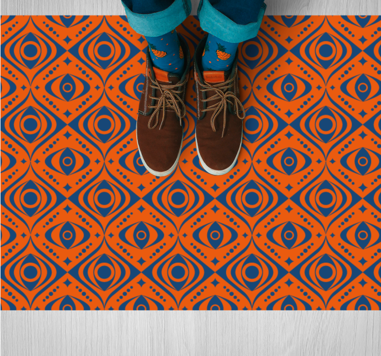 Original 70s orange blue design living room rug - TenStickers