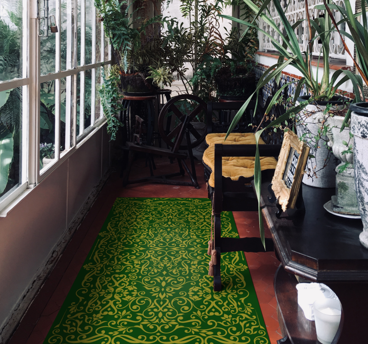 Ornate Swirling Pattern textured vinyl rug - TenStickers