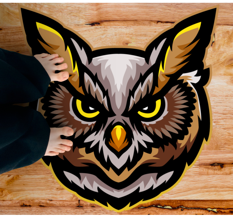 Owl Face Art animal vinyl rug - TenStickers