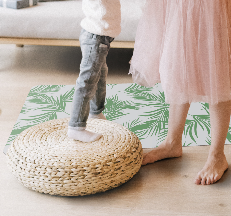 Palm leaves mint floral rug - TenStickers