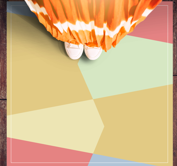 Pastel geometrical color block square vinyl rug - TenStickers