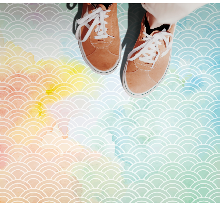 Pastel Wave Motif geometric vinyl rug - TenStickers