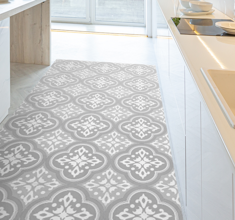 Patterned Symmetry tile vinyl rug - TenStickers