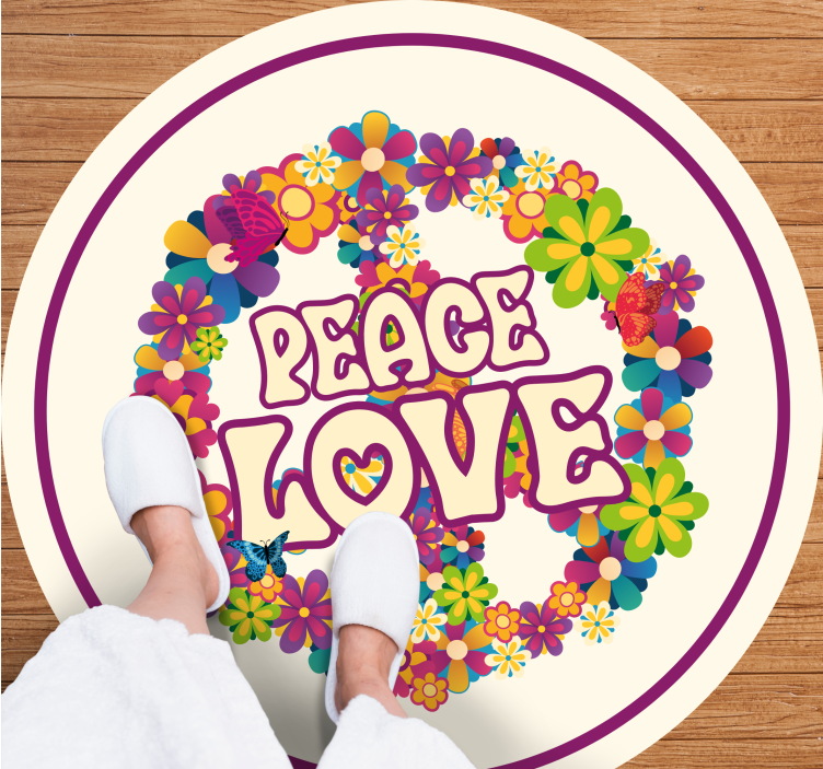 Peaceful Message flower vinyl rug - TenStickers