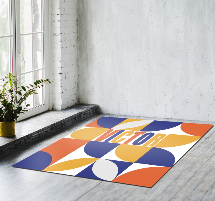 Personalizable geometric minimal vinyl rug - TenStickers