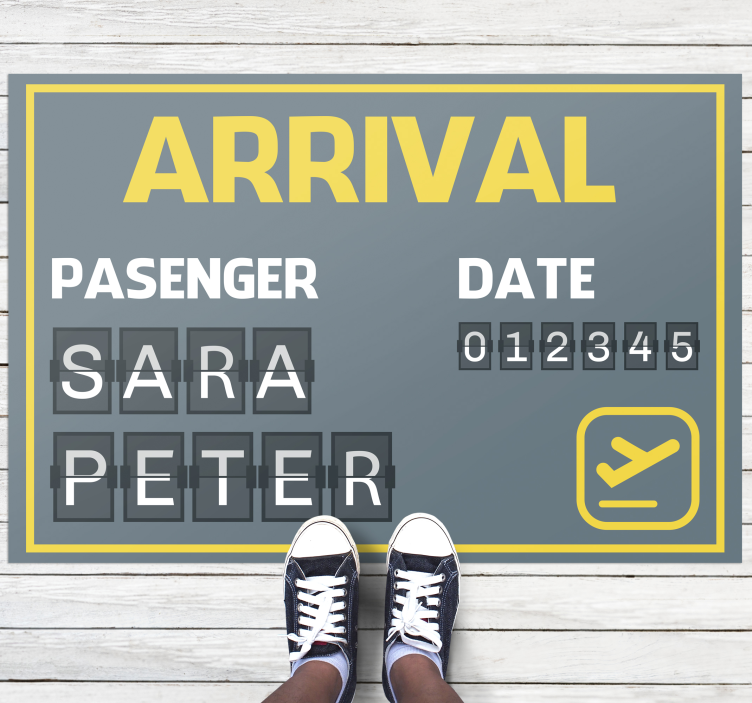Arrival plane ticket custom vinyl rug - TenStickers