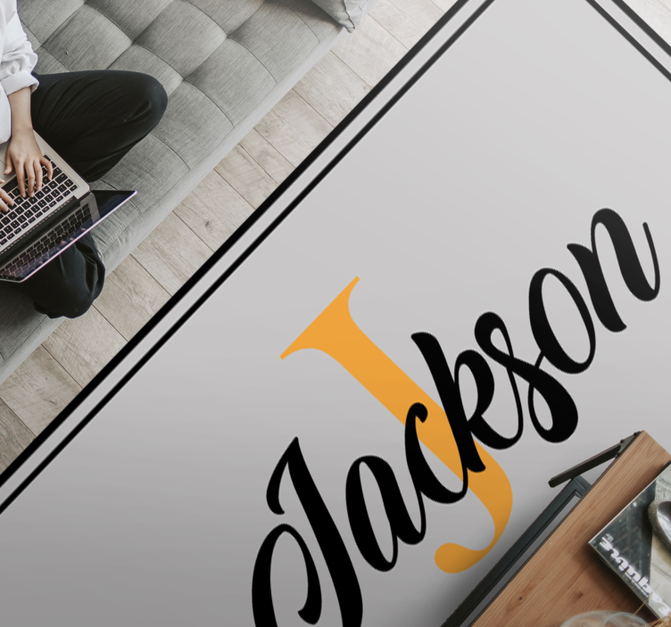 Name and initial display custom vinyl rug - TenStickers
