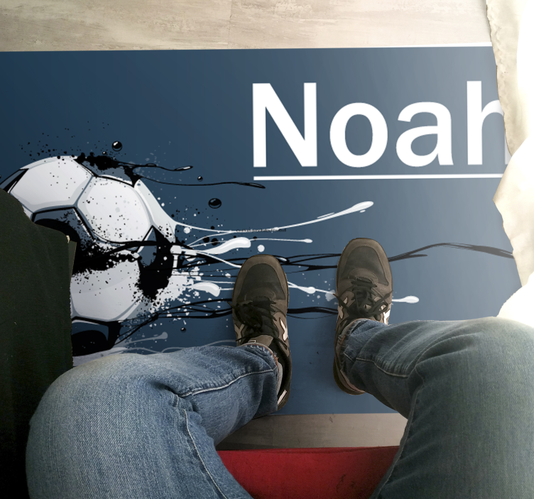Soccer action with name teenager vinyl rug - TenStickers