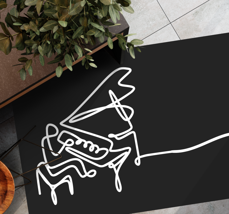 Pianist line art cute design modern rug - TenStickers