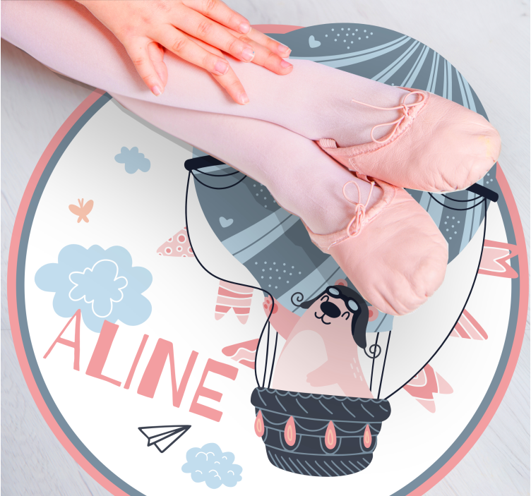 Pink and grey balloon with name vinyl mat - TenStickers