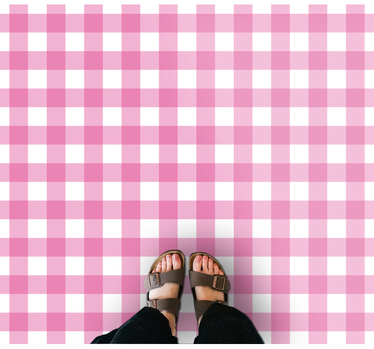Pink and white patterned square vinyl rug - TenStickers
