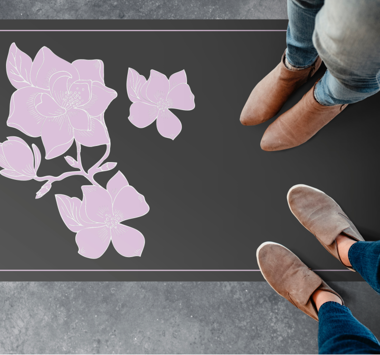 Pink arrangement flower vinyl rug - TenStickers