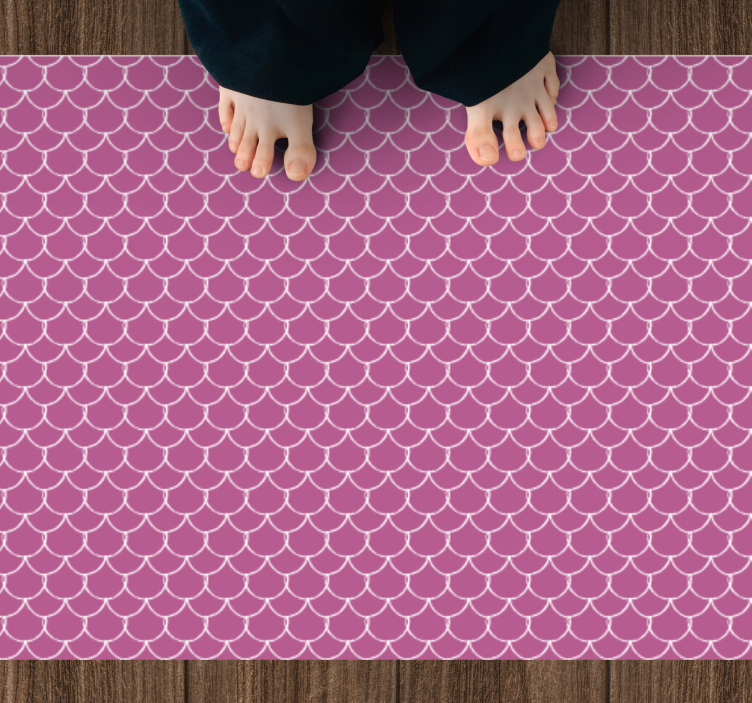 Animal print vinyl rug in pink scallop patterns - TenStickers