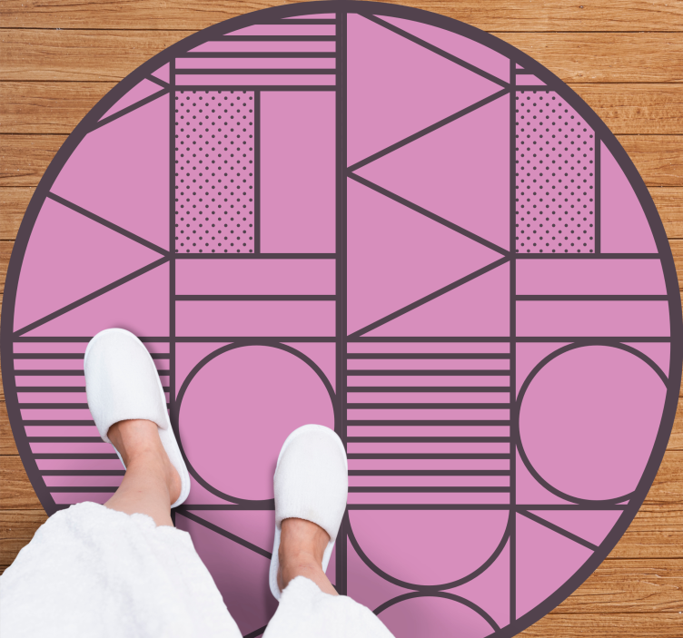 Pink shapes geometric vinyl rug - TenStickers