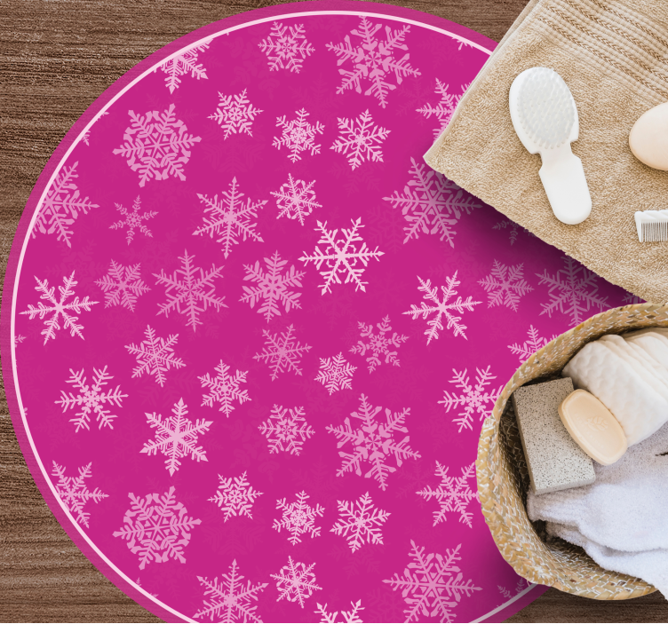 Pink snowflake pattern christmas vinyl rug - TenStickers