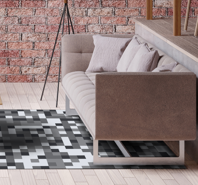 Pixelated grey pattern geometric vinyl rug - TenStickers