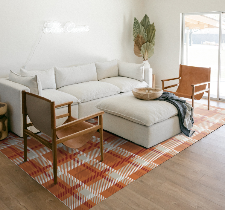Plaid patterned warmth living room vinyl rug - TenStickers