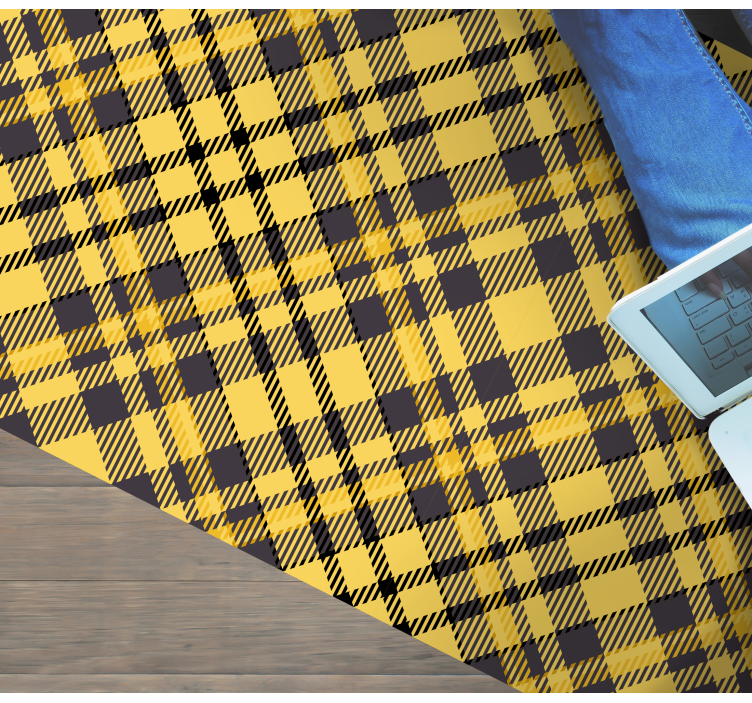 Plaid yellow print vinyl rug - TenStickers