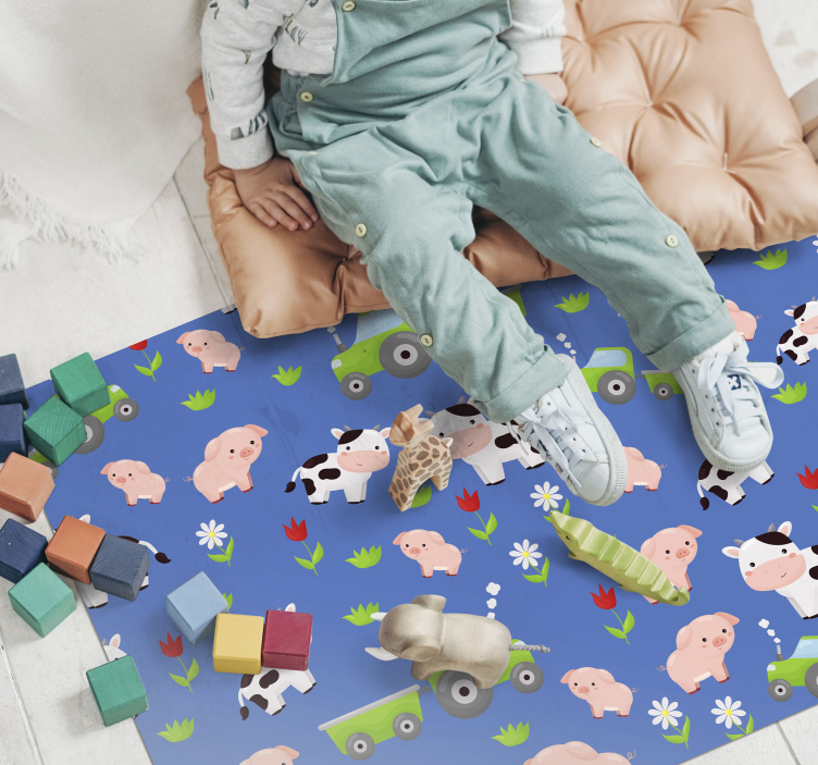 Playful Farmyard vinyl rug - TenStickers