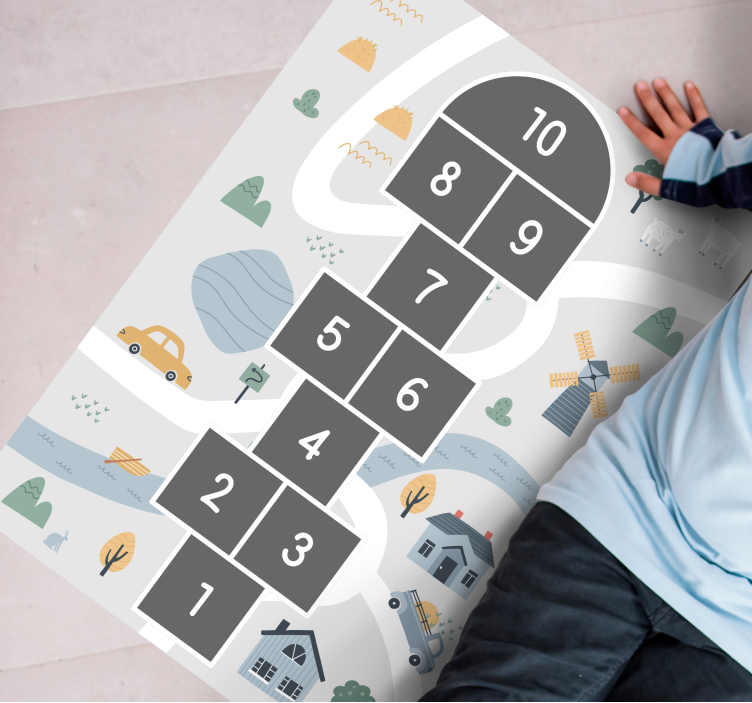 Playful Hopscotch Design game vinyl rug - TenStickers