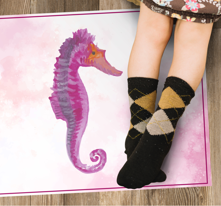Pretty multicolored seahorse animal rug - TenStickers