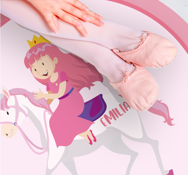 Custom princess on unicorn vinyl rug - TenStickers