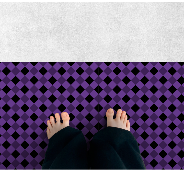 Purple and black squares rectangular rug - TenStickers