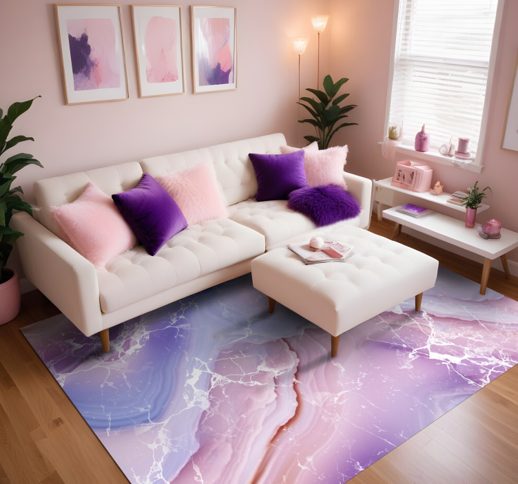 Purple & pink shades marble design vinyl rug - TenStickers