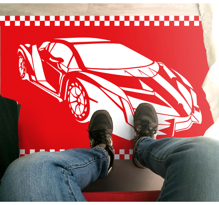 Race car theme teenager vinyl rug - TenStickers