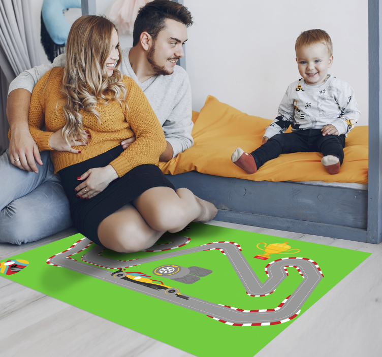 Racing car track vinyl rug - TenStickers