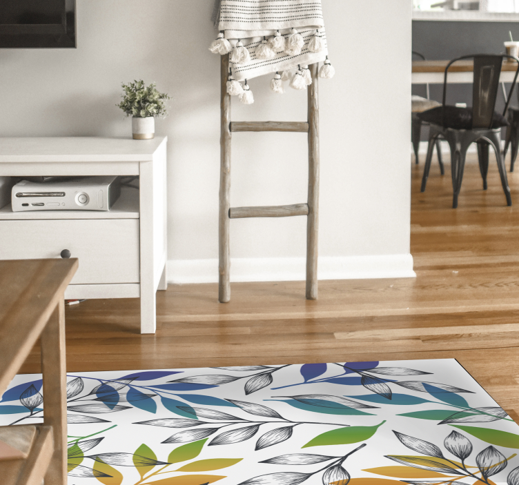 Rainbow leaves modern vinyl rug - TenStickers
