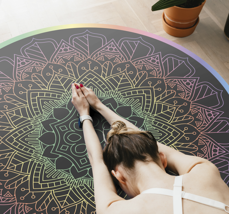 Rainbow mandala mandala vinyl rug - TenStickers