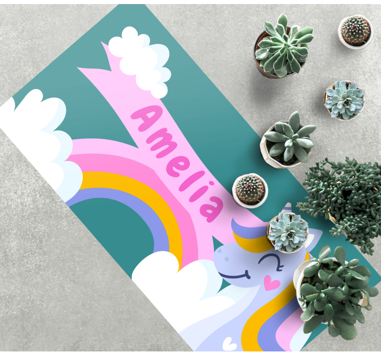 Rainbow unicorn costum vinyl rug - TenStickers