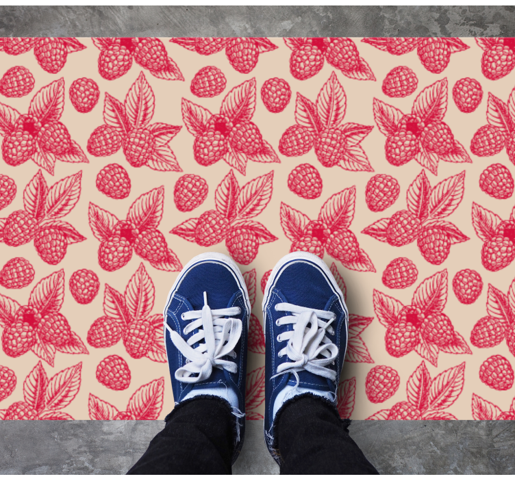 Raspberry leaf pattern kitchen vinyl rug - TenStickers